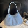 Fur-lined Backpack with A Single Shoulder Strap, Small and Chic, Perfect for All Occasions, Soft and Fluffy Tote Bag