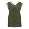 Women's V-Neck Lace Casual Solid Sleeveless Shirts Tank Tops Blouse