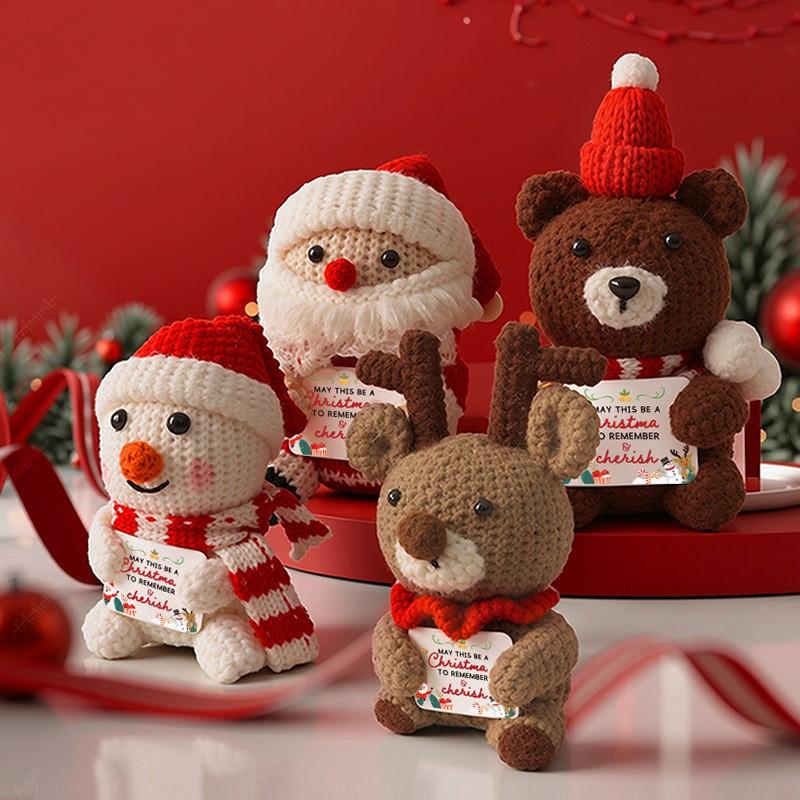 Crochet Santa Claus Doll Ornament Positive Energy Knitted Reindeer Plush Toy Youth
