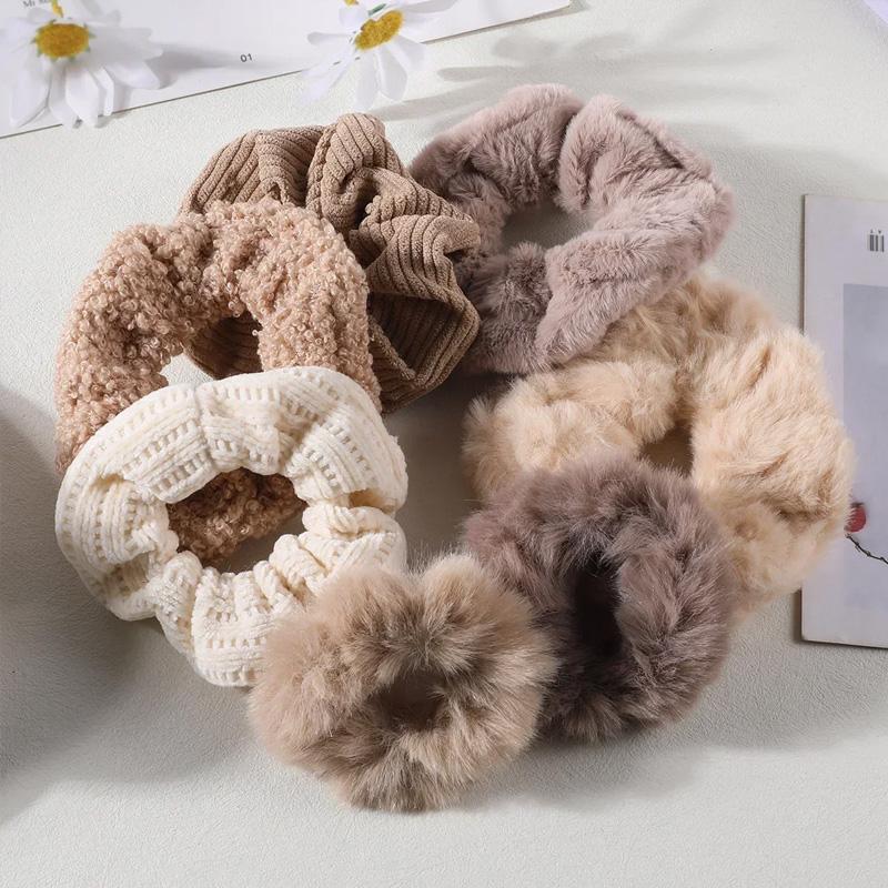 7Pcs/Set Ponytail Holder Hair Accessories Hair Scrunchies Solid Color Velvet for Girls Women Hair Band