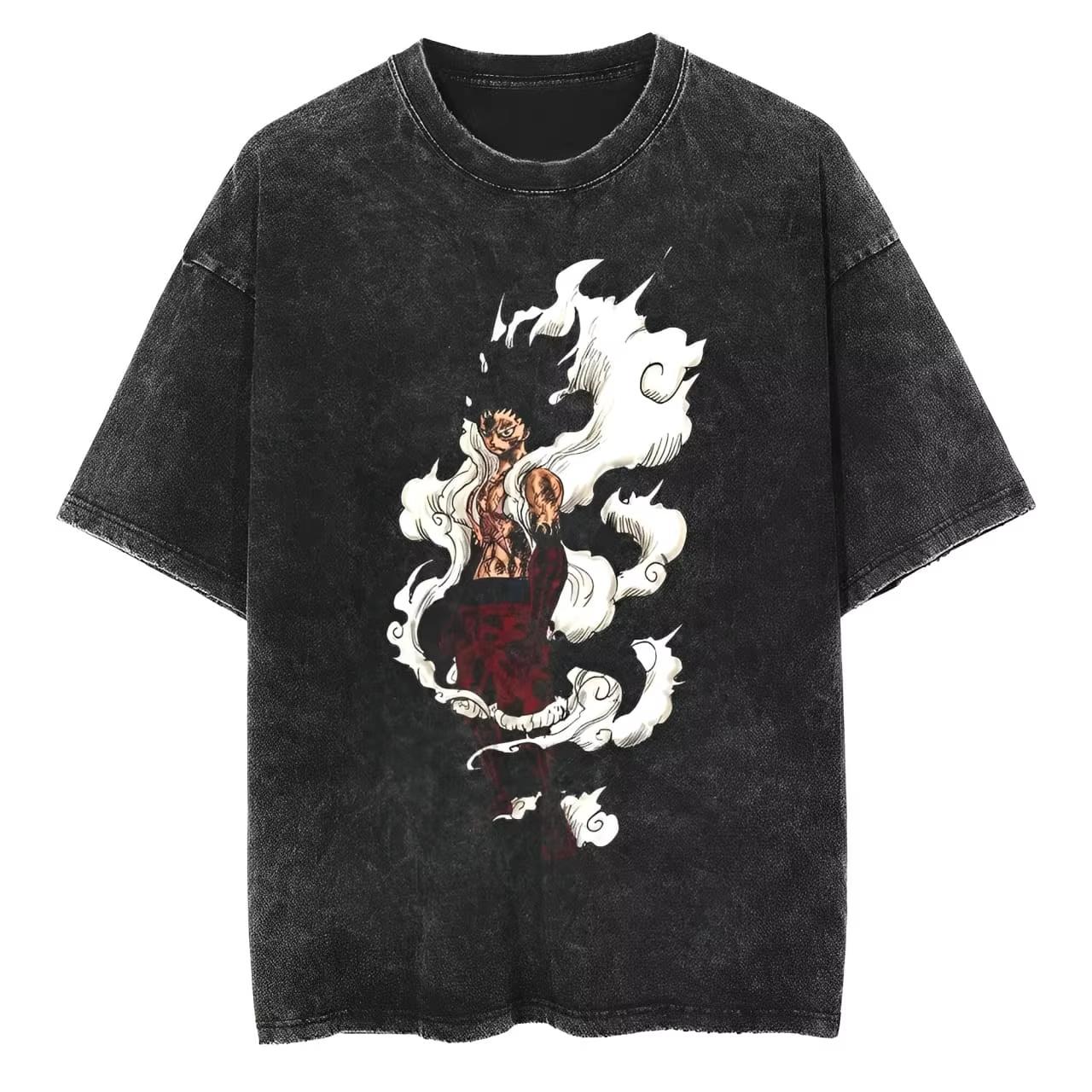 

One Piece T Shirt Men Acid Wash Luffy Gear Snakeman Graphic Anime Cotton Streetwear Haki Power Katakuri Battle Vintage Tee 2XL