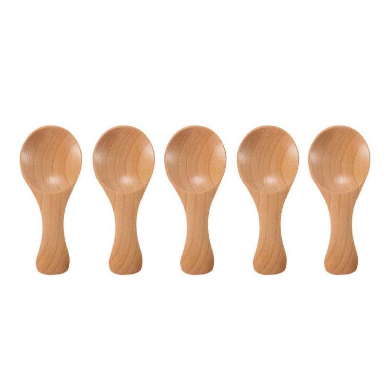 

5Pcs Small Wooden Spoon Set Coffee Tea Scoop Milk Powder Spice Sugar Salt Spoon Mini Ice Cream Spoon Wood Kitchen Utensils