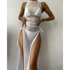 European And American Color Bikini Cover-up Beach Skirt Three-piece Swimsuit Women's High-end Hot Spring Swimwear