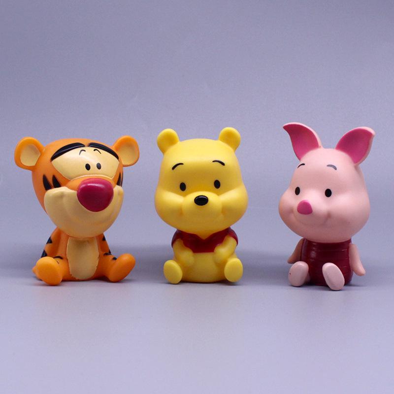 Winnie the Pooh Cake Topper Set: Cute Tigger & Piglet Cartoon Figures for Children's Birthday Cakes