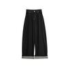 French High-Waisted Loose Casual Pants Straight Leg Wide-Leg Long Jeans Women Pants EQ51823