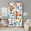2 Pcs, Versatile Polyester Transparent Curtains for Home Decoration Cute Little Lion And Tiger Cartoon for Use In Bedrooms and