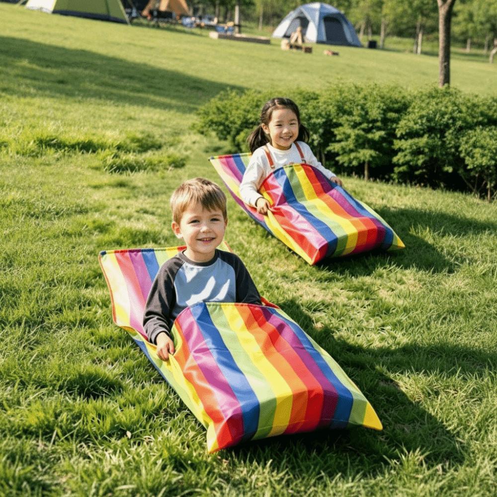 Foldable Rainbow Grass Skiing Mat Lightweight Rainbow Grass Dragging Mat Beach Grass Floor