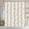 Colorful Confetti Shower Curtain - Playful Minimalist Design, Pink, Orange, Blue, Yellow, Brown & White, Polyester