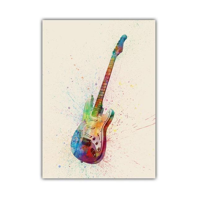 New Graffiti Art Musical Instrument Canvas Painting Wall Art Saxophone Guitar Violin Poster Living Room Home Decoration Mural No Frame