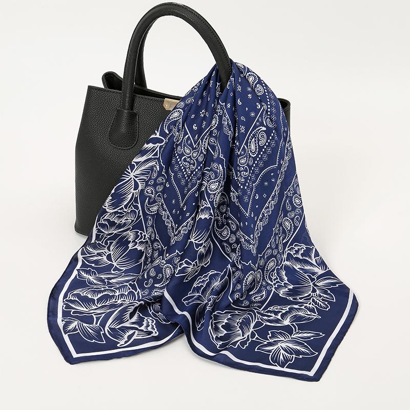 Foulard Quadrato in Seta 70*70cm Donna Fazzoletto per Capelli in Raso Stampa Fascia per Capelli Femminile Piccolo Foulard da Collo Hijab Donna Ragazza Sciarpe