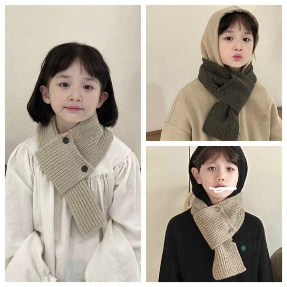 Solid Color Boys Girls Scarf Winter Children's Cross Scarves Fashion Kids Knitted Scarf  Gifts