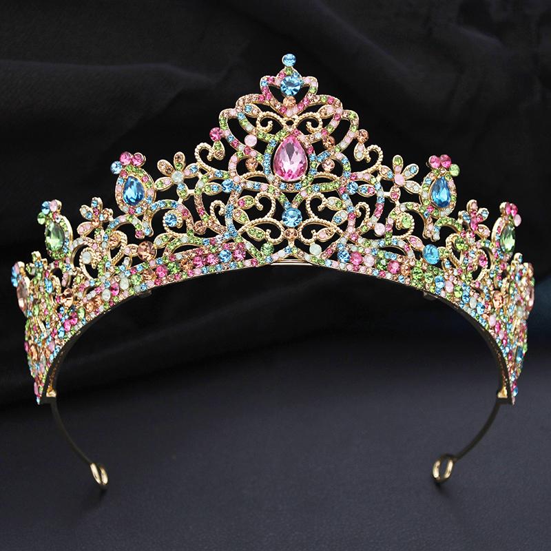 Gorgeous Baroque Rhinestone Wedding Crown for Women Girls Party Birthday Tiaras Headbands Bridal Hair Jewelry for Queen Tiara