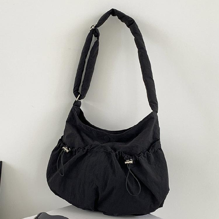 Crossbody Bag Ruched Large Capacity Nylon Bag for Women Versatile Trendy Bag