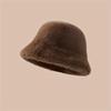 Princess style plush bucket hat,soft fluffy fabric sweet girlish cap,versatile warm headwear,atmospheric fashion accessory for  winter daily outfit