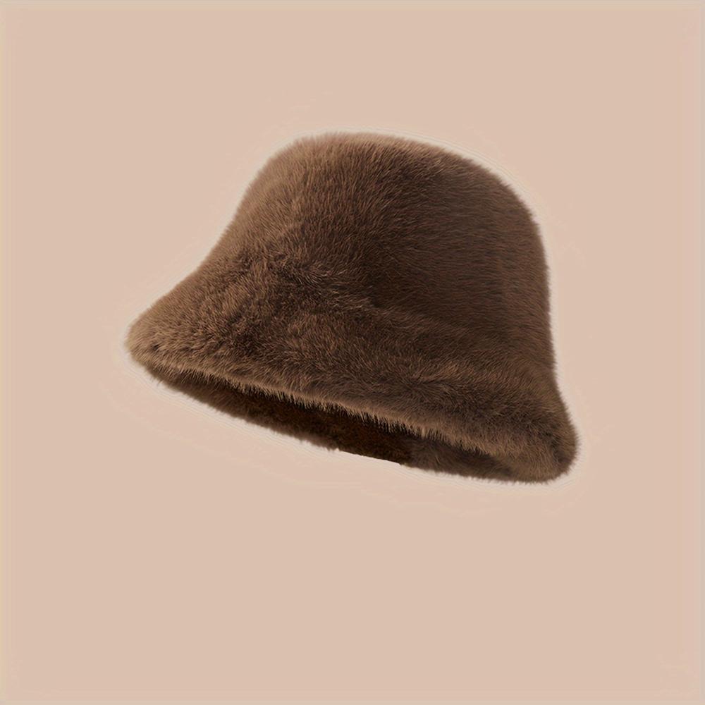 Princess style plush bucket hat,soft fluffy fabric sweet girlish cap,versatile warm headwear,atmospheric fashion accessory for winter daily outfit