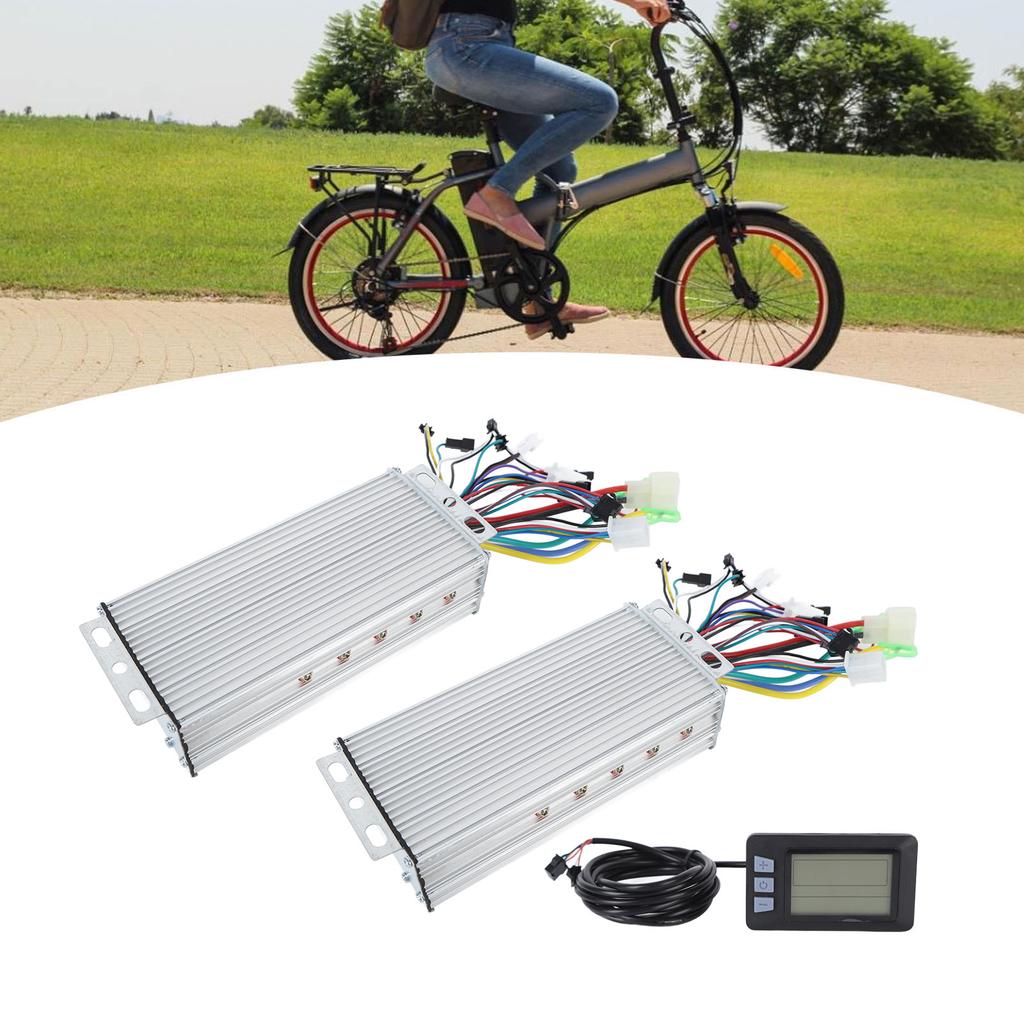 36V 48V 1000W 38A Motor Controller Electric Bike Conversion Dual Drive Controller P3H Display Panel for 22.2mm Handlebars DIY Modification