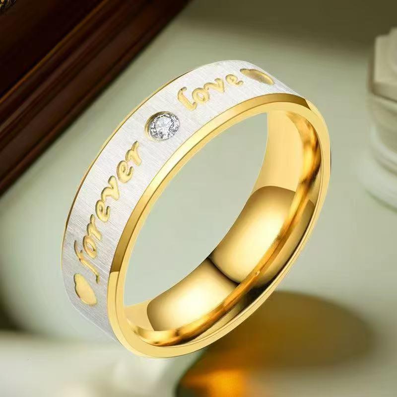 "Frosted Stainless Steel Couple Rings - Non-Fading Niche Design"