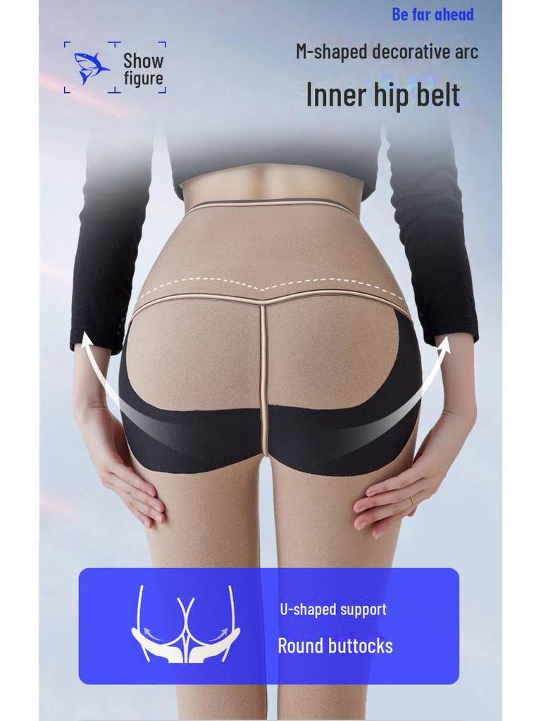 2024 New High-Waist Gray Velvet-Lined Women's Yoga Leggings: Warm Autumn/Winter Wear