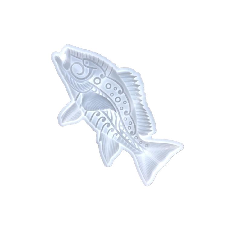 Soft Silicone Mold for DIY Craft Wall Hanging Decorations Embossed Fish Shaped Design Crystal Epoxy Resin Casting Mould