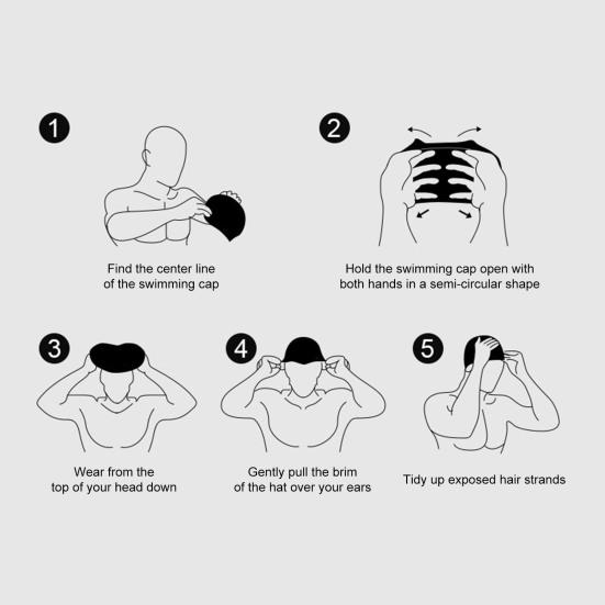 Bademütze, hochelastisch, wasserdicht, extra weich, rutschfestes Design, ultraleicht, schützend, schnelltrocknend, bedruckt, Bademütze mit Ohrenschutz für Damen