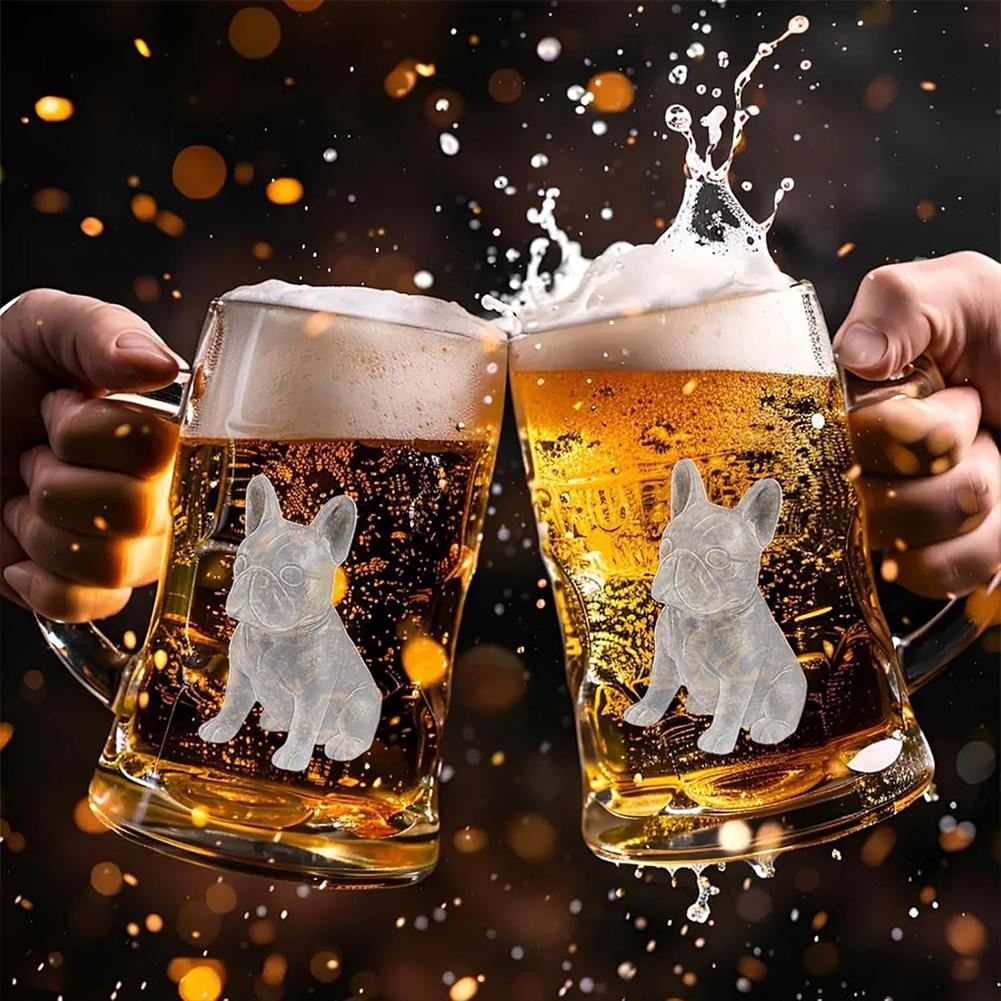 Tablett-Set Französische Bulldogge Eiswürfelform Tablett Silikon 3D Hundeförmiger Eisform-Maker 6-Kavitäten Whiskey-Eisformen Niedliche Neuheitsgeschenke