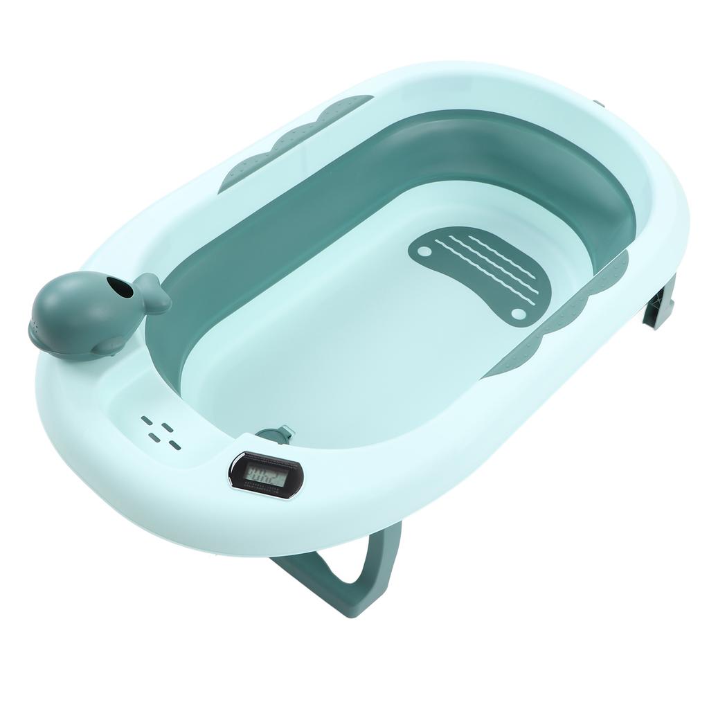 Baby Temperature Sensing Bathtub Foldable Thicked Sitting Lying Bath Bucket with Drain Hole L
