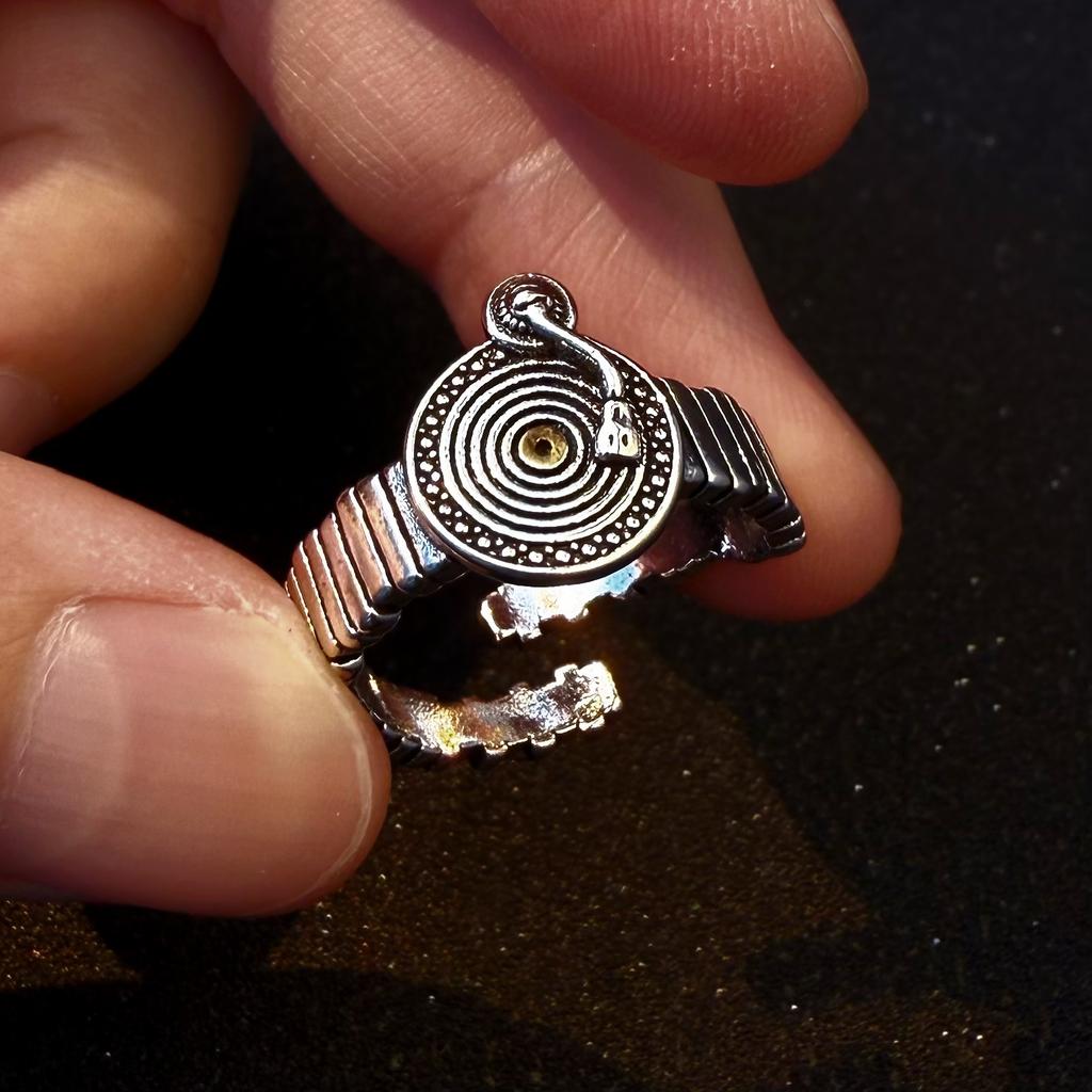 Retro Vinyl Record Adjustable Open Ring For Men Women Punk Gothic Edgy Copper Trendy Unisex Accessories Music Lover Gift