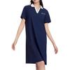Skechers Polo Neck Letter Comfortable Breathable Short Sleeve Dress Women Dresses Navy-Blue L224W095-00DU