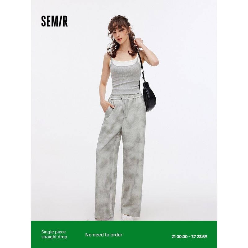 

Senma Casual Pants Women s Loose Feeling Loose Pants Lazy Fashion Autumn Loose Street Smudges Dirty Pants Popular White and black tone 00319 150/58A/XS