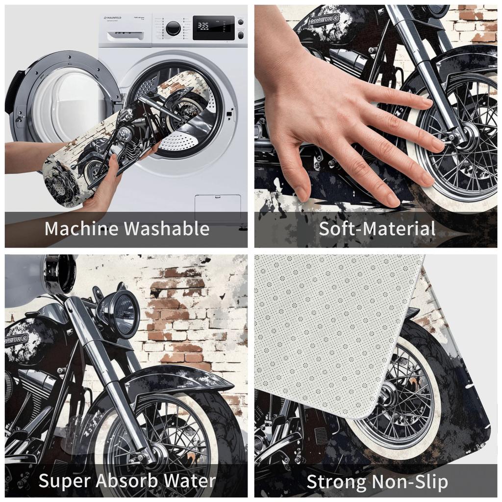 Retro Classic Motorcycle Motorcycle Lovers Gift Doormat Anti-Slip Entrance Kitchen Bathroom Door Floor Mat Toilet Carpet Rug
