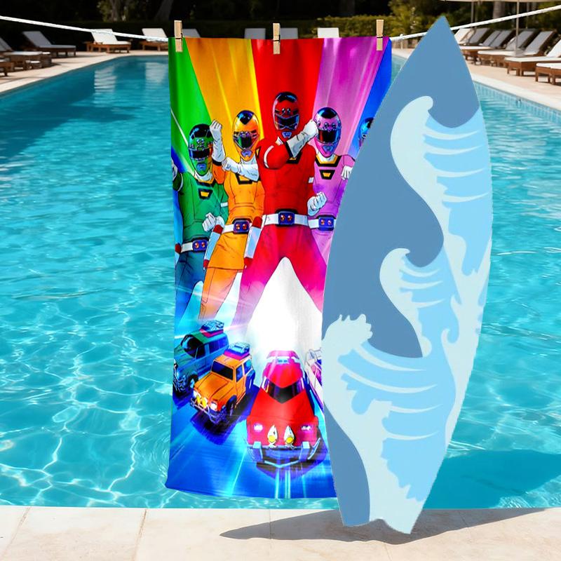 Mighty Morphin Power Rangers Print Beach Towel Design, Soft, Lightweight. for Home Bathroom, Spa, Pool, Yoga, Surfing, Camping, Gift for Family, Frien