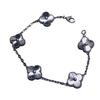 Clover and Five Flowers Bracelet, Double Sided Bracelet, Black Laser, Unisex
