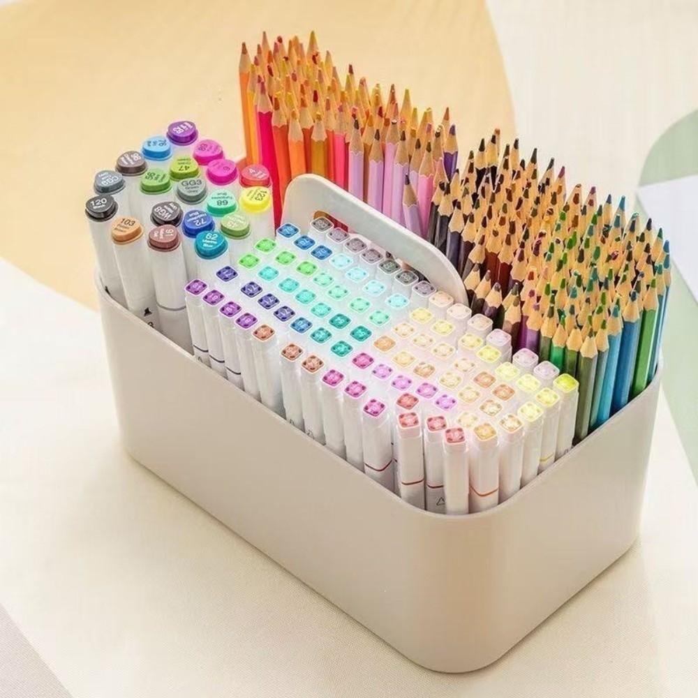 with Handle Marker Pen Storage Box Split Compartments Desk Storage Basket Pen Organizer Office Use
