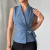 Sleeveless Shirts with Summer Temperament Slim Fit and Tied Shirts Women’s Blouses & Shirts