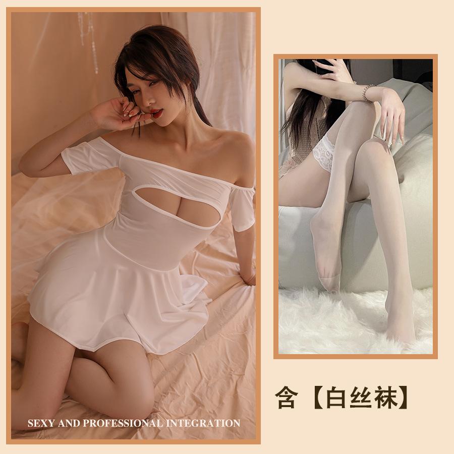 Sexy Underwear Hot Pure Desire Temptation Pajamas Sexy Chest Hollow Nightdress Elastic Tight Body Free Suit