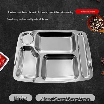 Stainless Steel 5-Compartment Deep Meal Tray