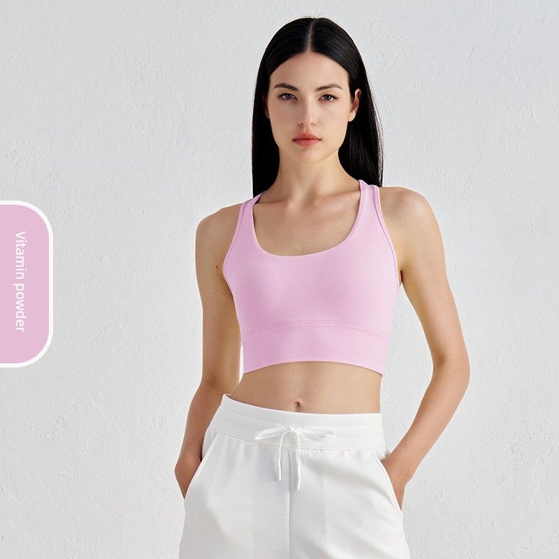 

Foreign Trade Belt Chest Pad New Sports Underwear I-Shaped Beauty Back High Strength Shockproof Yoga Vest Fitness Bra Top Vitamin powder Vitapink M/6