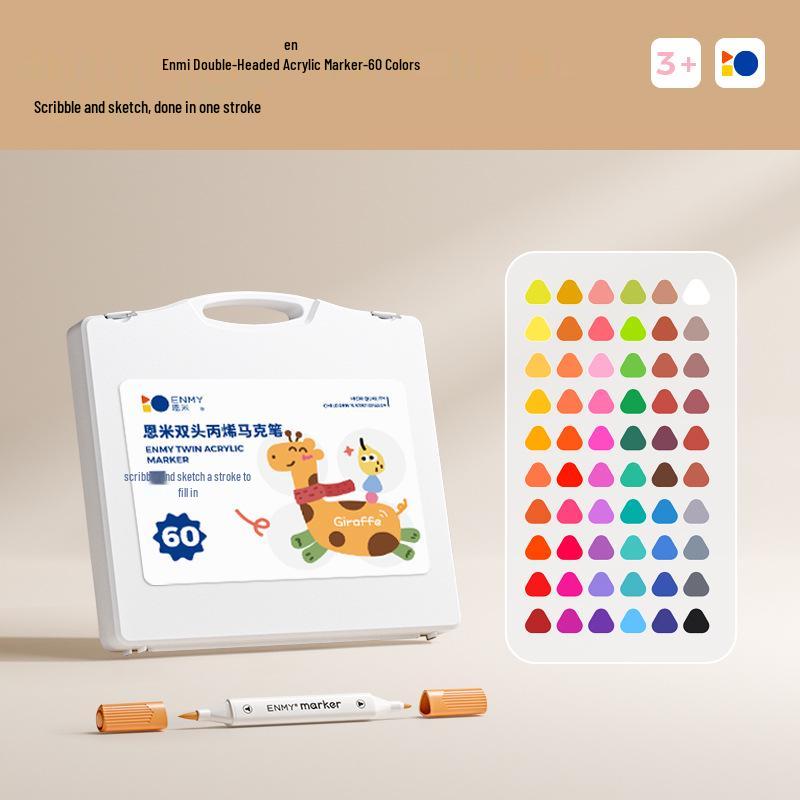 Enmi Double-Headed Washable Acrylic Marker for Students - Soft & Hard Tips