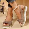Fashion Women's Peep Toe Wedge Sandals Summer Lightweight Casual Platform Sandals Woman Non Slip Espadrilles Gladiator Shoes Plus Size