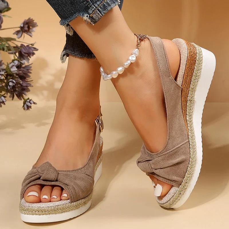 Fashion Women's Peep Toe Wedge Sandals Summer Lightweight Casual Platform Sandals Woman Non Slip Espadrilles Gladiator Shoes Plus Size