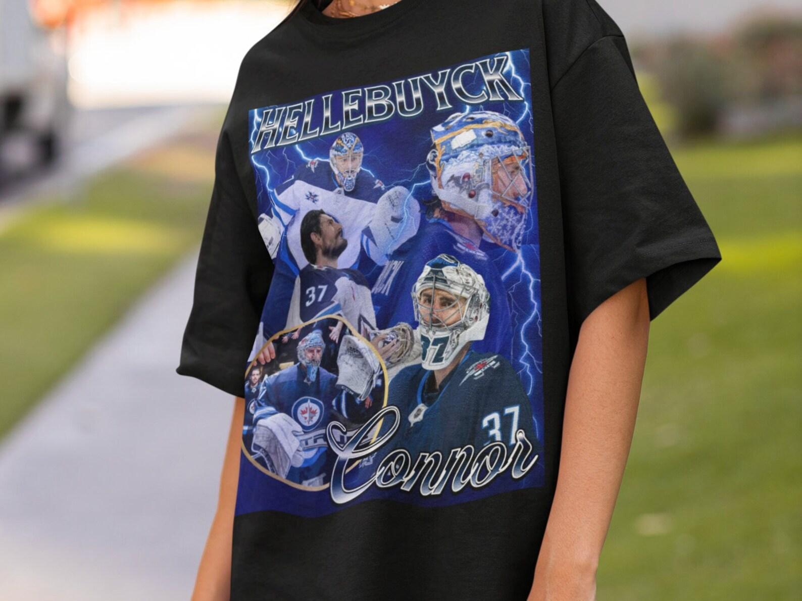 Connor Hellebuyck Shirt Vintage 90s Winnipeg Jets NHL Hockey Design Retro USA Hockey Gift Classic Graphic Tee Unisex T-Shirt Limited Edition L