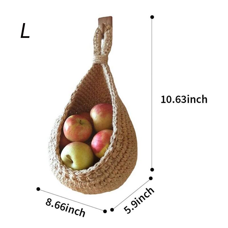 Wall Hanging Storage Jute Pouch Organizer Bag Handwoven Vegetable Fruit Basket