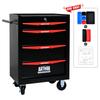 Mobile Metal Tool Cabinet with 4 Drawers, 508 mm (20 Inch), and Ball-Bearing Drawer Slides, Organizing Steel Tool Box – Black-Red