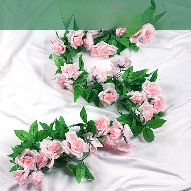 2.4m Enredadera de Flores de Rosa de Seda Artificial en Floración Hiedra Decoración para el Hogar y Bodas