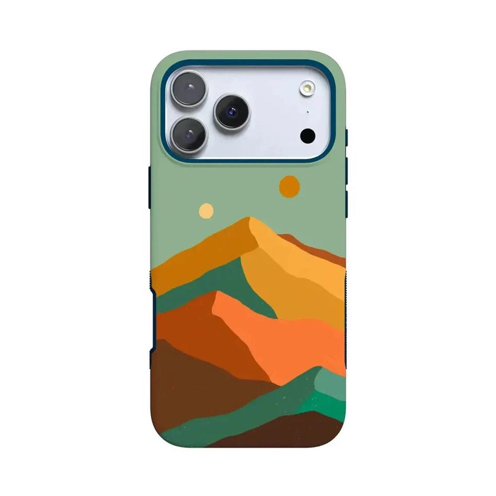 Luxury Clmj Day & Night Colorblock Mountains Phone Case for iPhone 17 17e 16e 16 15 14 13 12 11 Air Pro Max Plus Double-layer iPhone 17e