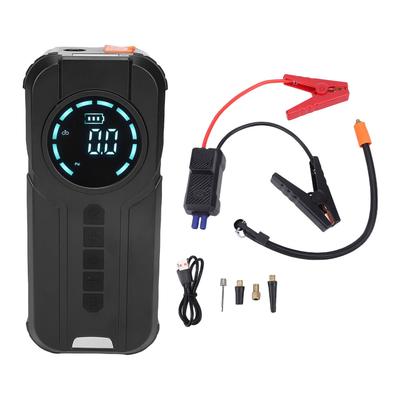 Car Jump Starter Portable Air Compressor 10000mAh with Pressure Display Emergency Lighting Cordless Tire Inflator for