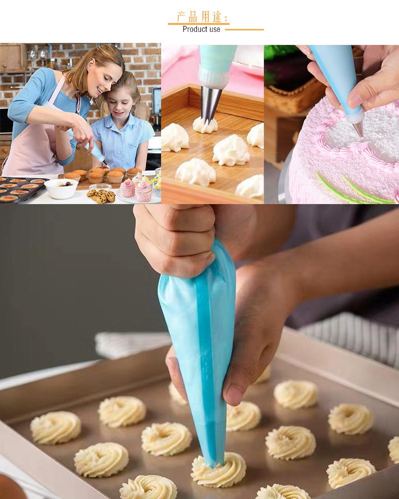24Pc Set Pruple Blue Pink Silicone Bag Pastry Mold Lcing Piping Nozzle and Bakery Accessories Novelties Decoration Kitchen Tools