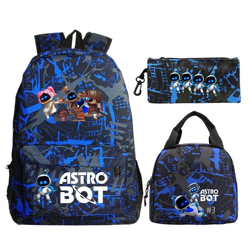 Game Astro bot peripheral printing fashion primary and secondary school students schoolbag three-piece set multi-function large capacity