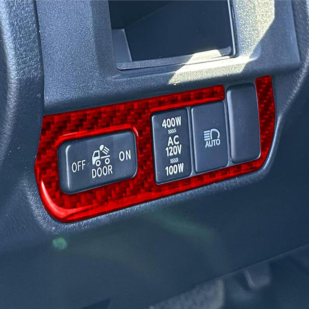 NVCNX Real Premium Carbon Fiber Compatible with Toyota Tacoma 2018 Accessories Car Bed Light Switch Button Panel Cover Interior Trim Red