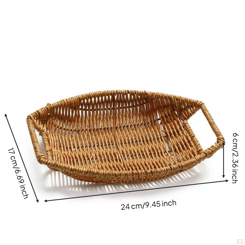 Imitation Rattan Oval Basket Tray | Woven, with Raised rims, for Kitchen L B